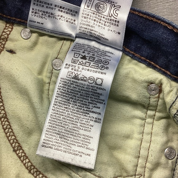 Levis 569 Jeans Mens 38x34 Blue Dark Wash Loose Fit Denim Straight Baggy Wide - Picture 16 of 16